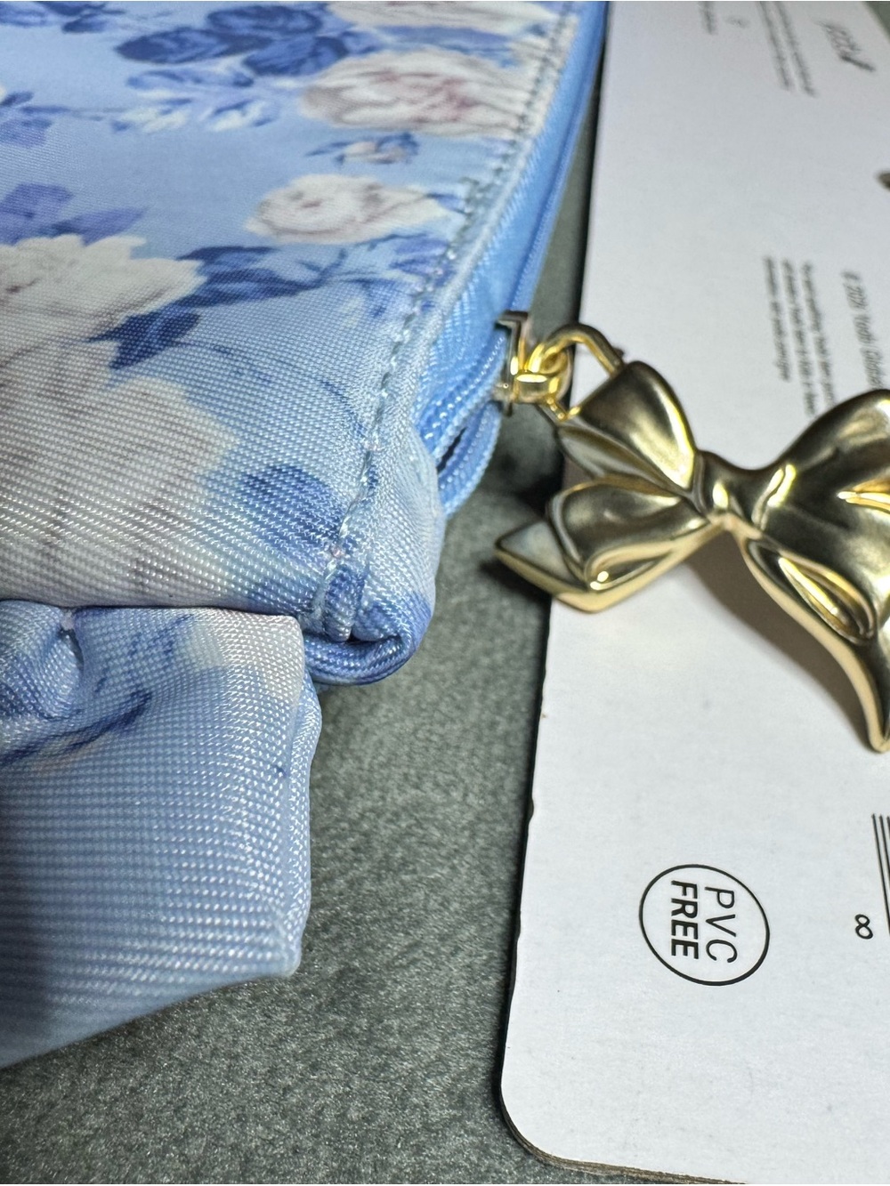 LoveShackFancy Light Blue Floral Ruffle Accessory Pouch - Picture 3 of 3